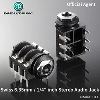 neutrik 6 35mm 14 stereo jack nmj6hcd3 audio microphone m type horizontal pcb mount female socket fit for a gauge plugs ys215a