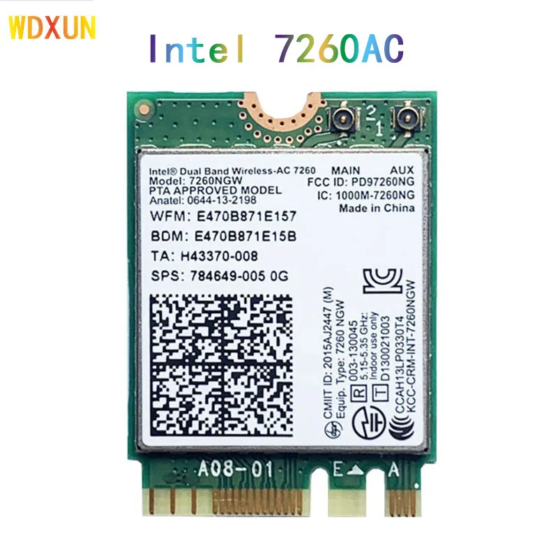 Intel Dual band 7260 7260ac ac7260 7260NGW 2x2 NGFF Wireless-AC 802.11ac 867 Мбит/с Wifi + Bluetooth BT 4.0 Беспроводная Wlan M.2 карта