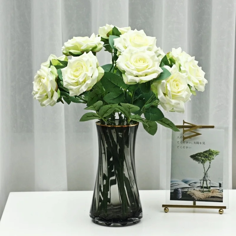 

Artificial Flower Length 44cm, Single Branch Two-color Rose Flower, Home Decoration, Restaurant Flower Arrangement Wedding Scene