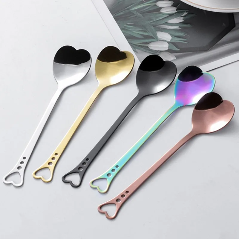 

1pc Coffee Spoon Heart-shaped Stainless Steel Dessert Cake Spoon Tableware Kichen Accessories