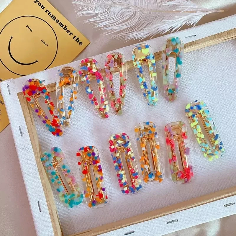 Женская винтажная акриловая заколка для волос цветная прямоугольная в форме