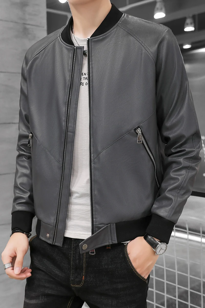 

Autumn Hot Style Stand-up Collar Men's Motorcycle Leather Jacket Men's Stylish Leather Jacket