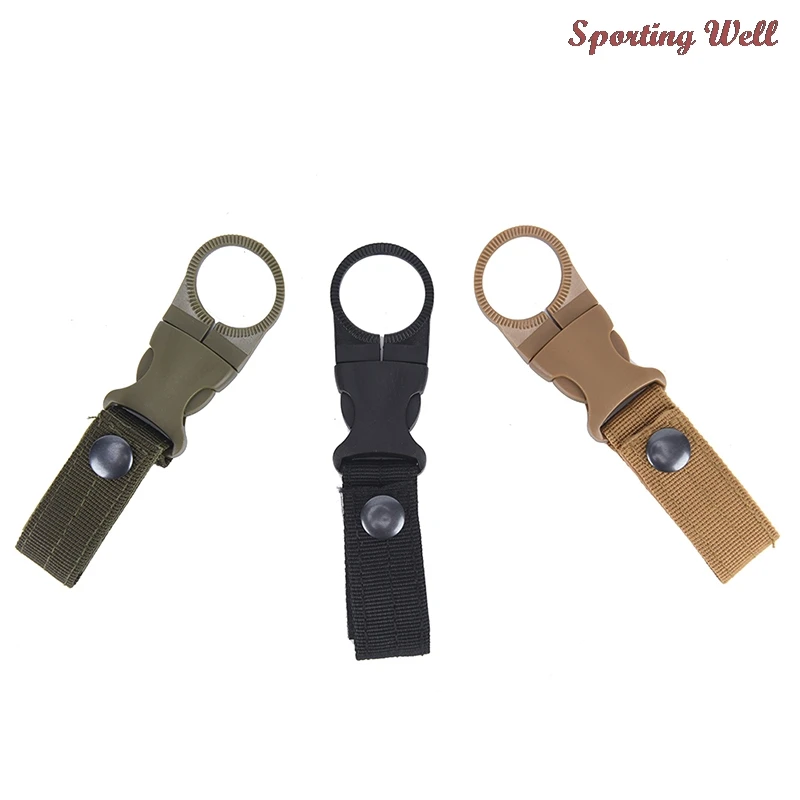 

Outdoor Military Nylon Webbing Buckle Hook Water Bottle Holder Clip EDC Climb Carabiner Belt Backpack Hanger Camp Color Random