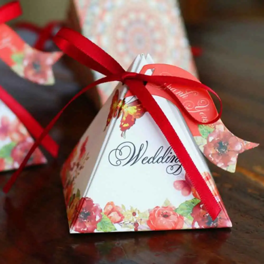 50 шт. 7 5*7 5 см Европейский Свадебная конфетная коробка Треугольники Пирамида