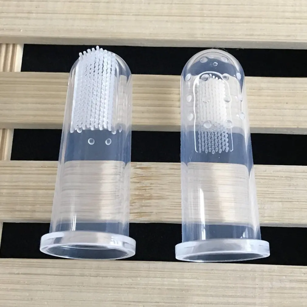 Cepillo de dientes transparente para beb&eacute;, silocono de grado alimenticio, para dedo, cuidado Dental-2