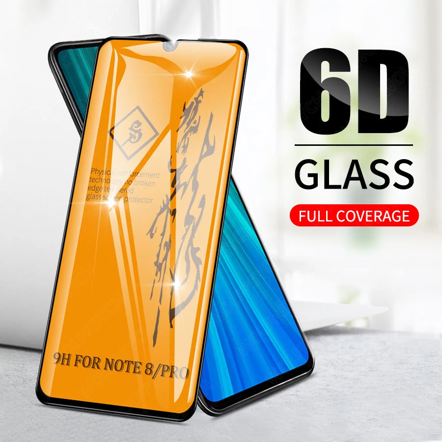 6D полное клеевое Покрытие Закаленное стекло для Xiaomi Redmi Note 8 Pro Стекло 9H Защита