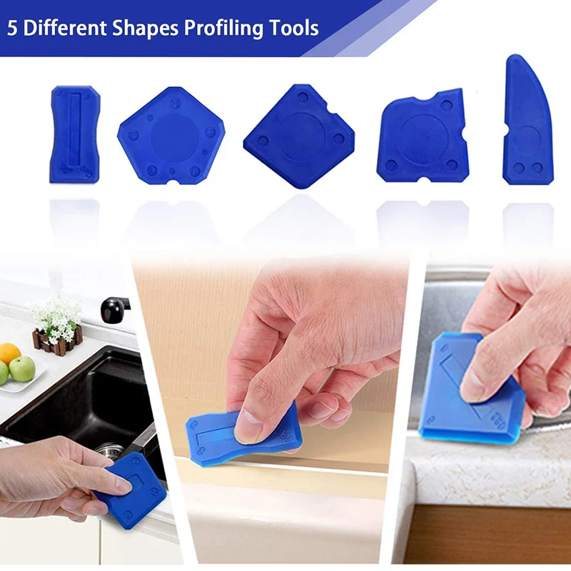 

10PCS Silicone Caulking Tool Kit-3pcs Sealant Remover Tool-6pcs Silicone Sealant Finishing Tool-1 Caulking Nozzle SEC88