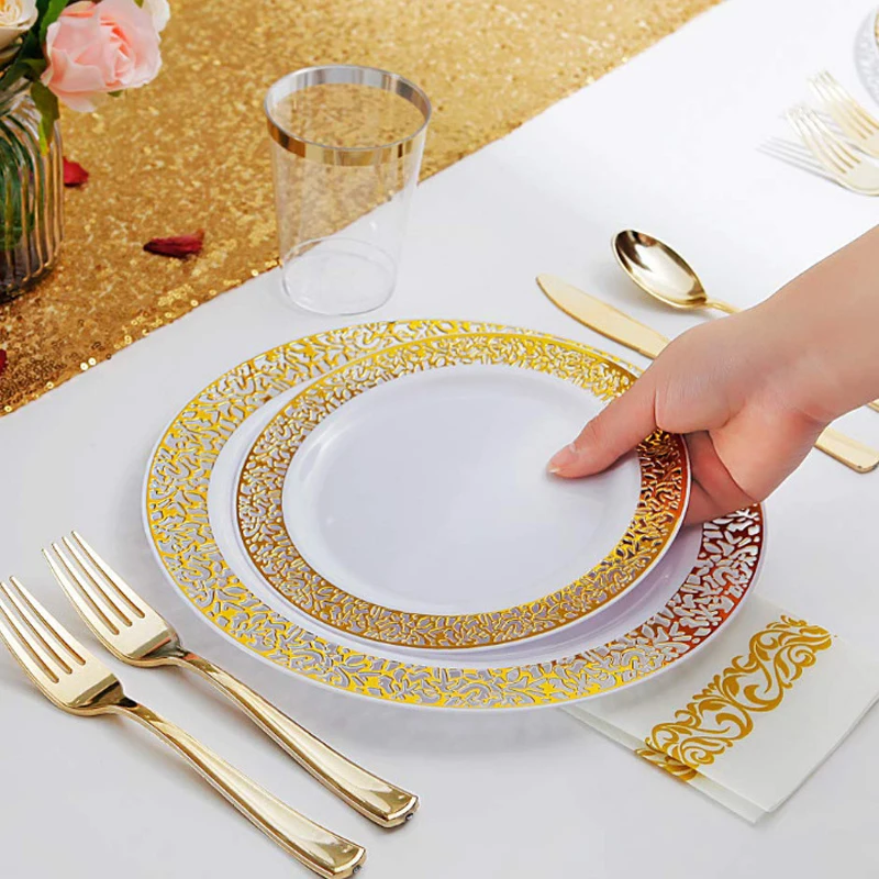 10Pcs Disposable Hand Towels Table Paper Napkins Elegant Tissue Vintage Towel White Foil Gold Birthday Wedding Party Home Decor - купить по