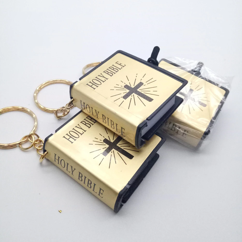 Mini Funny English Spanish HOLY Bible Keychain Religious Christian Jesus Cross Key Chain God Bless Gift Souvenirs Keyring | Украшения и