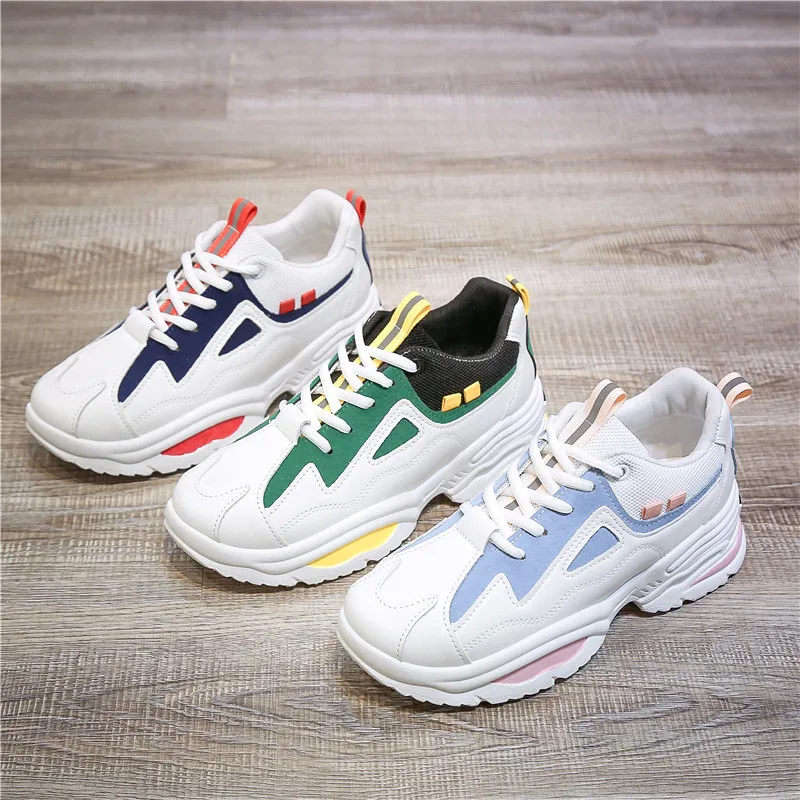 Обувь высотой 5 см/1 95 дюйма Модные женские кроссовки на массивном каблуке