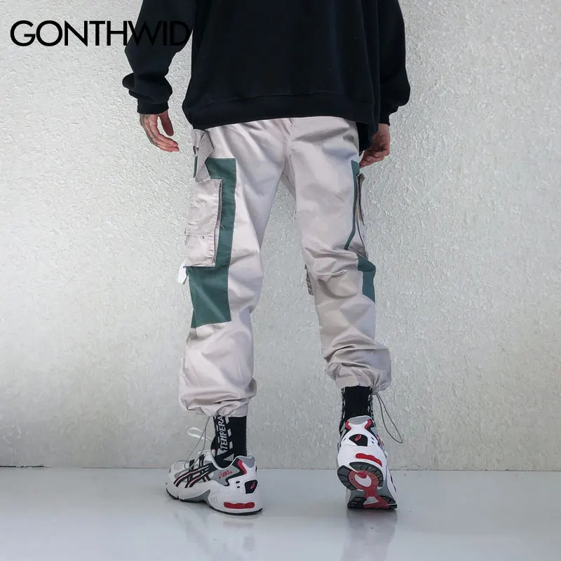 GONTHWID много карманов цветной блок пэчворк джоггеры брюки-шаровары уличная одежда