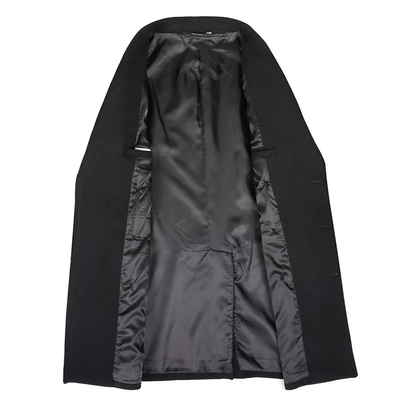 Шерстяная куртка для мужчин зимнее двубортное длинное пальто из смесовой ткани