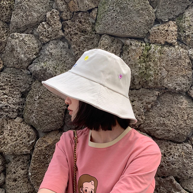 

White Cotton Bucket Hats Women Summer Sunscreen Panama Hat Men Pure Color Sunbonnet Fedoras Outdoor Fisherman Hat Beach Cap