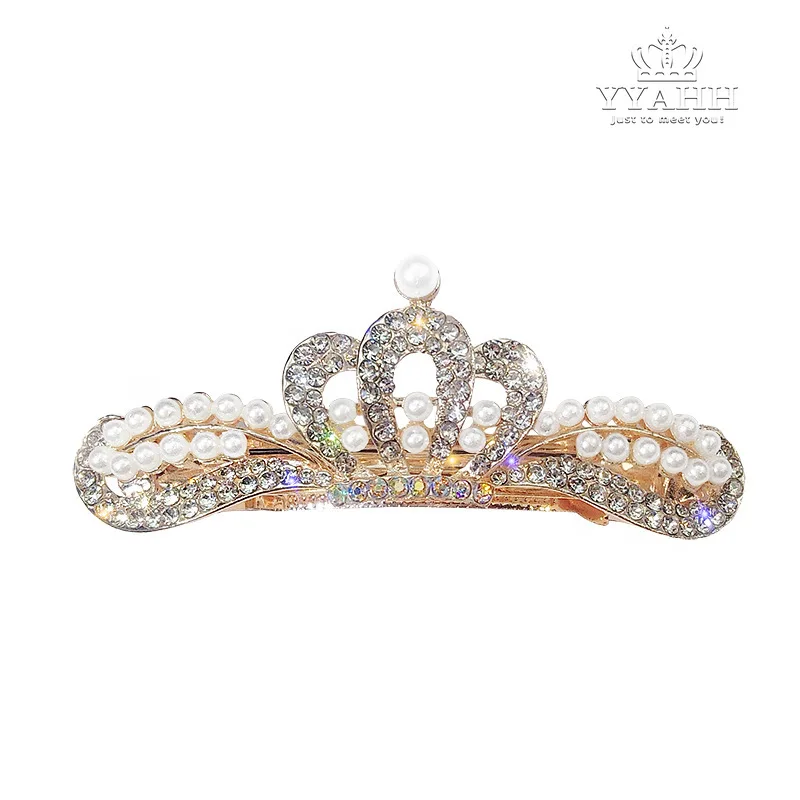 

Crown Pearl Hairpin Female Korean Net Red One Character Clip Banghai Clip BB Clip Hairpin Ins Headdress Hairpin Edging