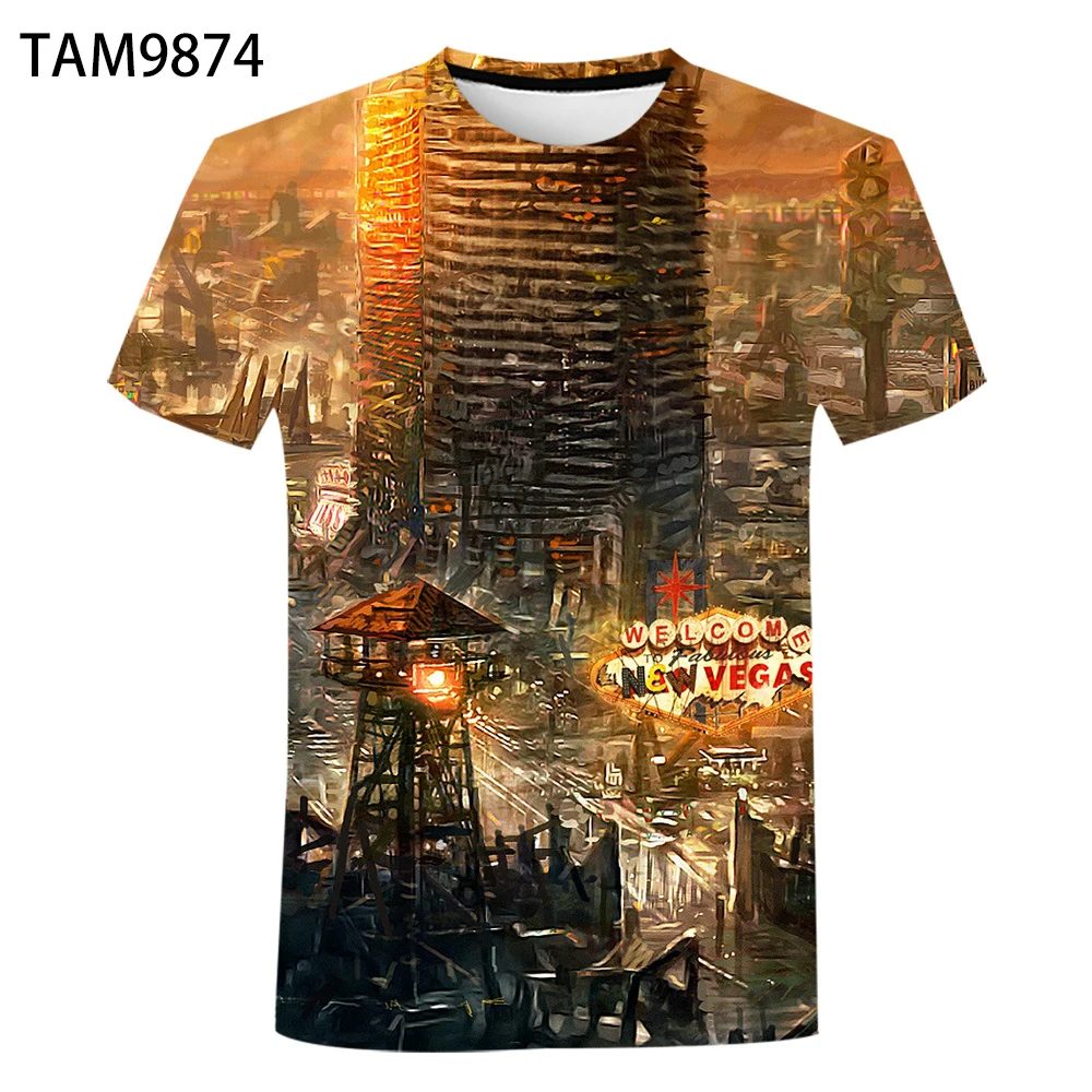 Игра Fallout 76 4 3D печатных футболка для мужчин и женщин в уличном стиле с О-образным