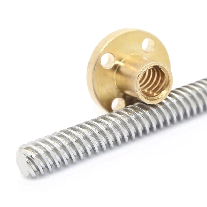 

500mm T8 Lead Screw and Brass Nut (Acme Thread, 2mm Pitch, 4 Starts, 8mm Lead) for 3D Printer Z Axis