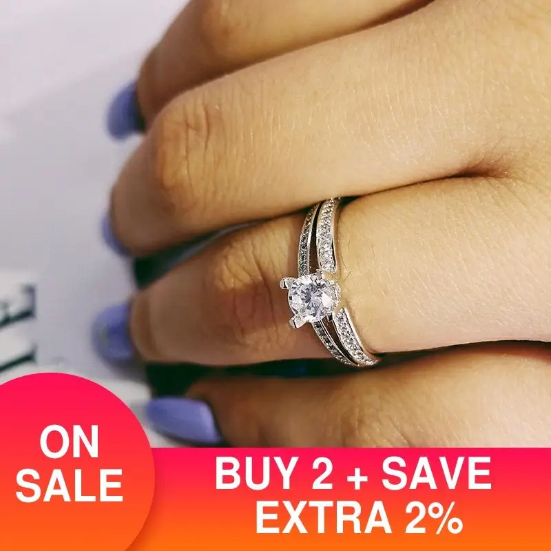 925 стерлингового серебра обручальные кольца для женщин класса AAA циркон