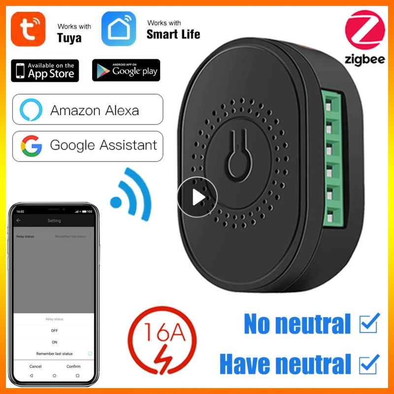 

Умный выключатель Tuya Zigbee, хаб с двухсторонним управлением, работает с приложением Smart Life, Alexa Google Home Gateway