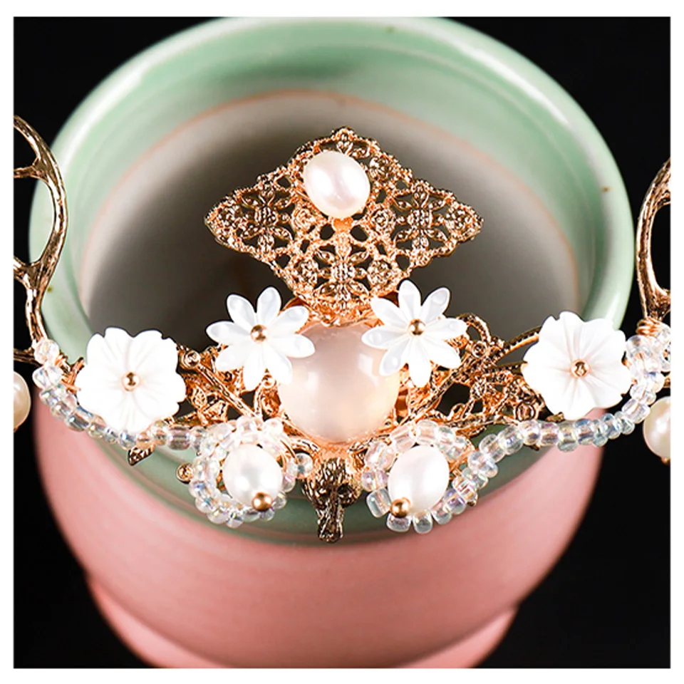 Старинные кисточки шаг Рог Корона поддельные ювелирные изделия Hanfu головной убор