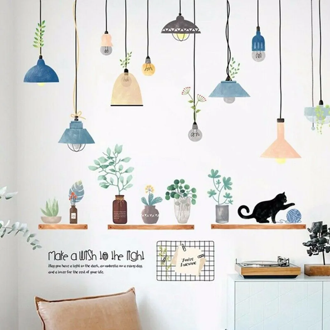 

1 X Wall Stickers 60*90cm European Style Chandelier Potted Plant Stickers Home DIY 3D Creative Decals