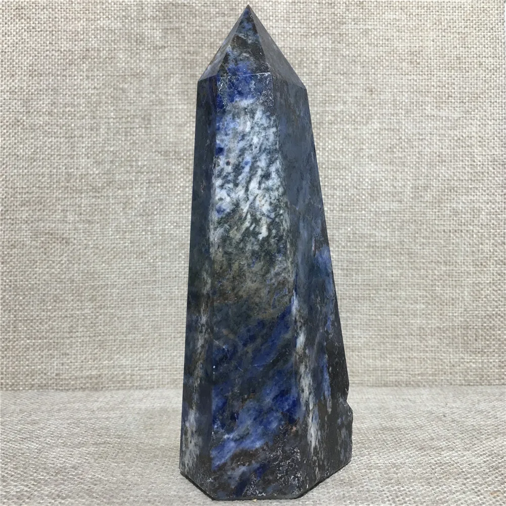 

Natural Wand Blue Sodalite Quartz Crystal Point Home Furnishing Decoration Stone Gift Rod Column Hexagonal Prisms Healing Tower