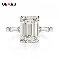 oevas 925 sterling silver emerald cut created moissanite gemstone wedding engagement diamonds ring fine jewelry gift wholesale
