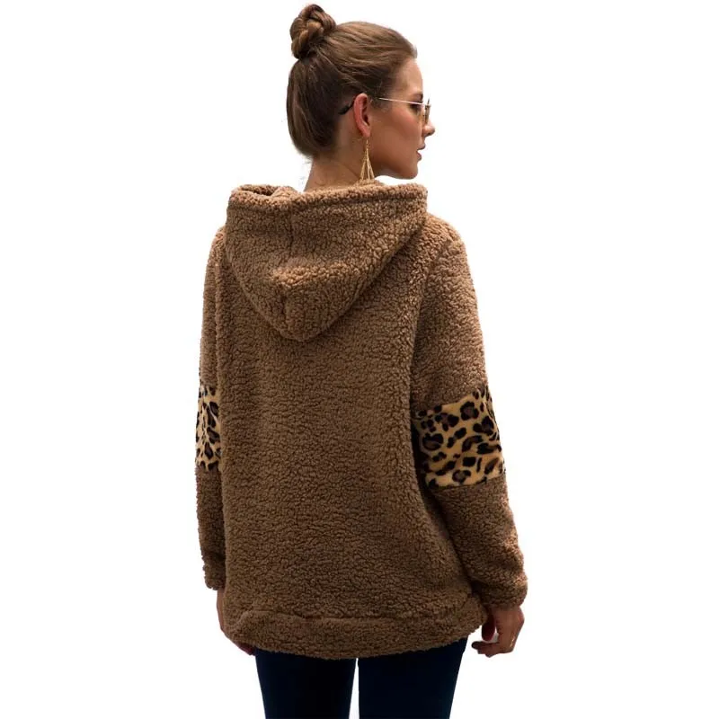 

Sale New Autumn Winter Leopard Plus Velvet Sweatshirts Women Long Sleeve Warm Loose Pullover Hoodies Vintage Hoodie Sweatshirts
