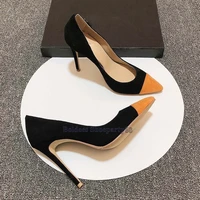 12cm heeled pumps mixed color women high heel pointed toe dress shoes party thin high heels lady slip on stiletto shoes
