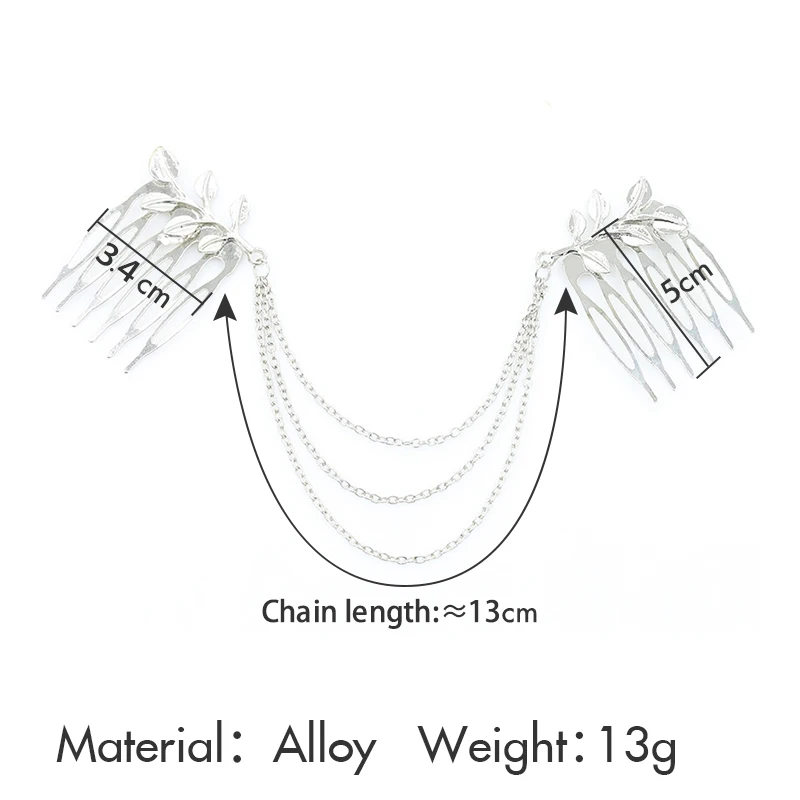 New Fashion Leaf Chain Tassel Hair Band For Women Inserting Comb Bijoux Cheveux Mariage Accessories Princess Jewelry | Украшения и