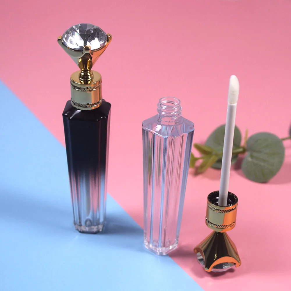 50PCS 2мл Пластиковые ромбические прозрачные пустые тюбики для блеска для губ косметические тюбики с роскошной алмазной крышкой и пробкой.