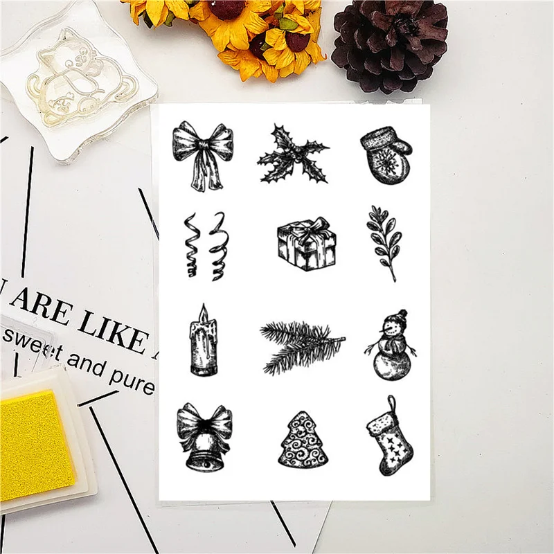 

11*16CM Christmas Gifts Transparent Clear Stamps / Silicone Seals Roller Stamp For DIY Scrapbooking Photo Album/Card Making