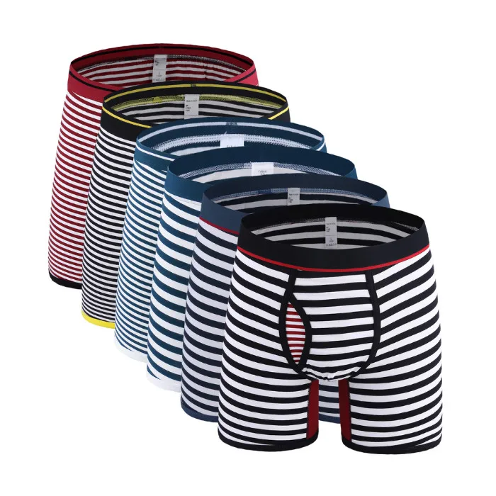 6Pcs 0710 Mix B62 6 шт./лот,, полосатые боксеры для мужчин, хлопковое длинное нижнее белье, мужские трусы-боксеры, мужские трусы размера плюс, мужские трусы-боксеры - Цвет: 6Pcs 0710 Mix B62