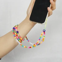 ethnic style colored eye beads woven mobile phone chain ornaments candy color resin beaded long mobile phone rope women