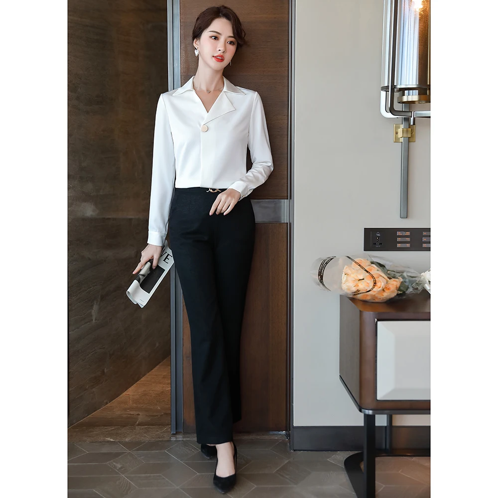 

2020 New Autumn Elegant Solid White Female Blouse Long Sleeve Office Lady Shirt Formal Tops Plus Size Clothing For Women