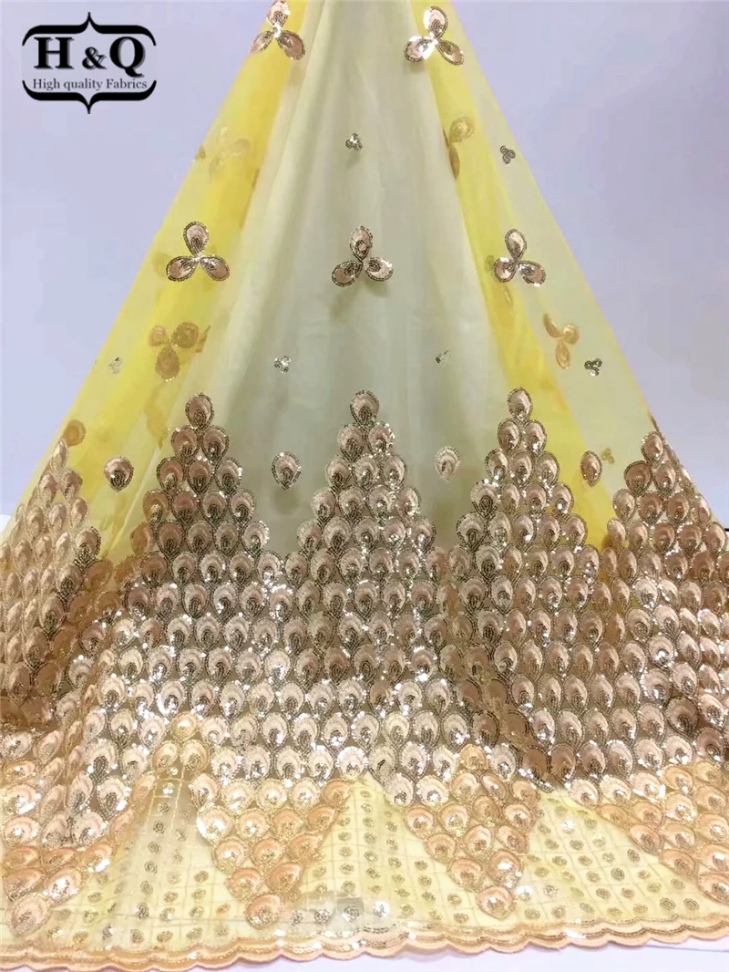 

H & Q блестящая ткань 2021 высококачественное нигерийское кружево индийское платье сари шарф шелк павлин французское Африканское Кружево Ткан...