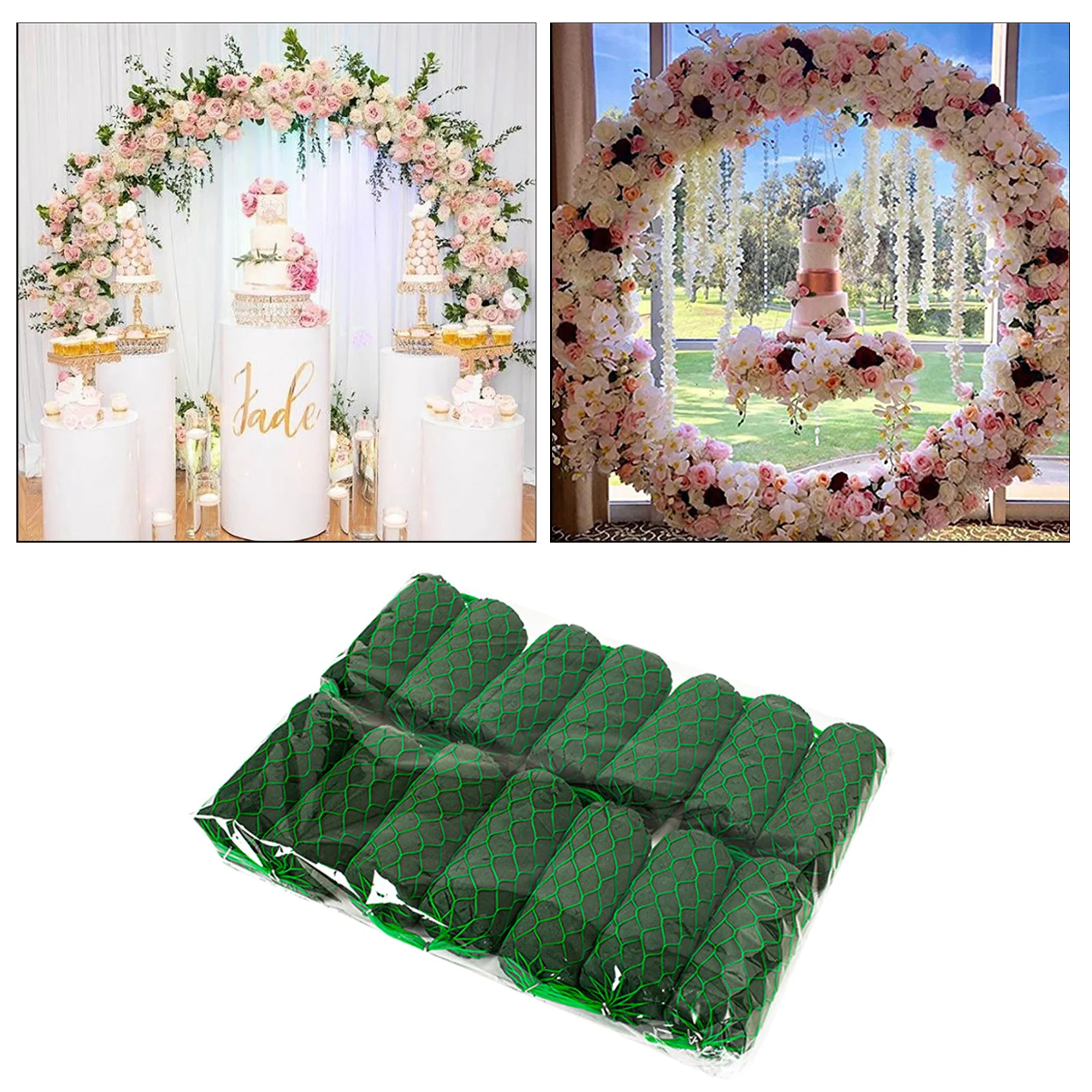 

12x Wedding Green Floral Arch Foam Blocks Wet Plant Foams Base Crafts