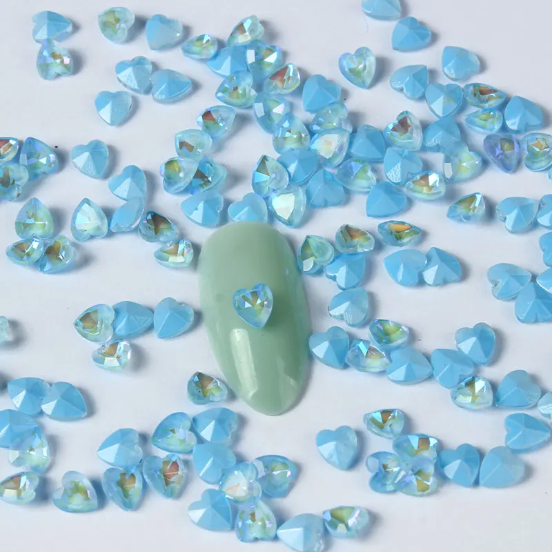 Наконечник в форме сердца из моки с кристаллическим стеклом и стразами для декора 3D-маникюра, 30 штук.