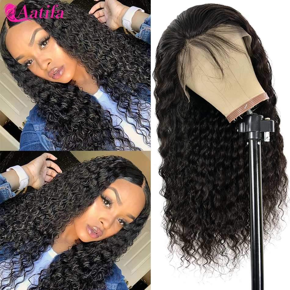 13x4 Lace Front Wig Human Hair Wig Lace Closure Wig Deep Wave Wig 180% Density Peruvian Remy Hair Wigs Pre Plucked Aatifa Hair