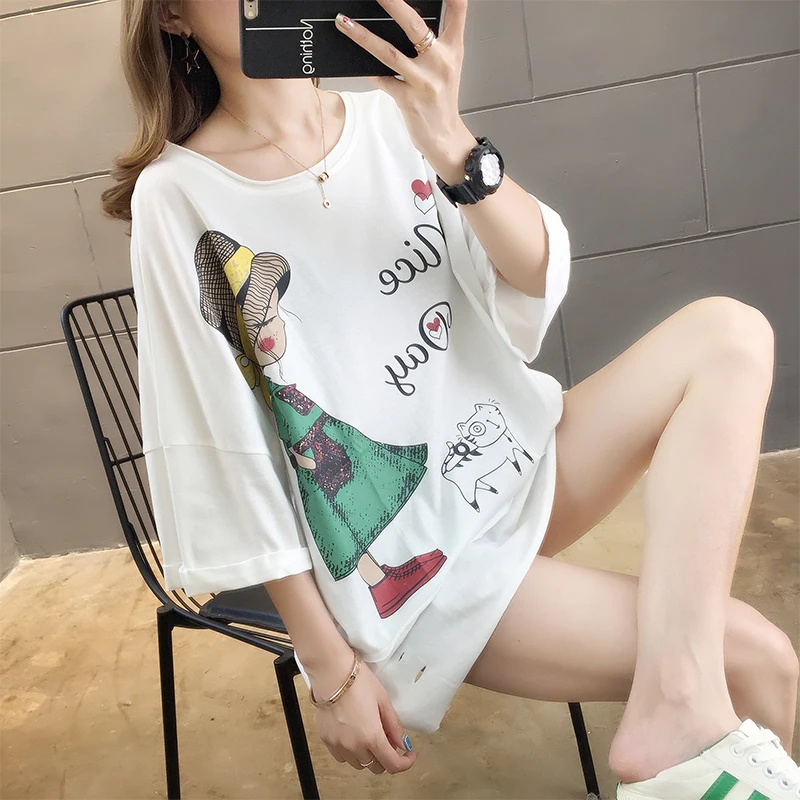 Летняя Повседневная Женская футболка Zuolunouba с принтом нежной девушки уход за