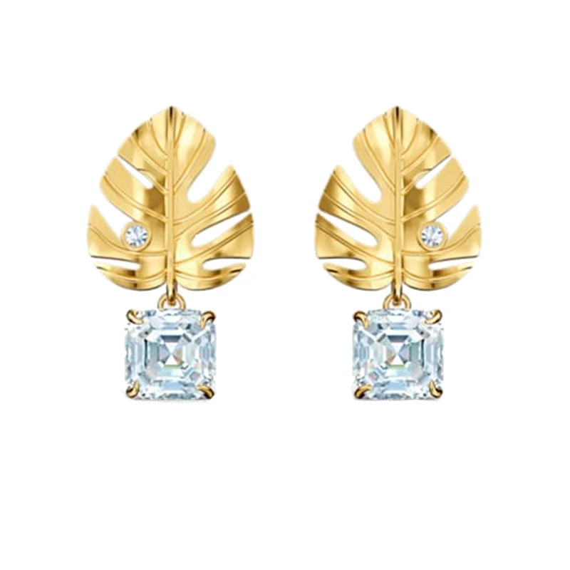 

Fashion Leaves Shell Drop Earrings Charm Original For Women Zircon Pendant Earrings Party Wedding Luxury Brand Jewelry