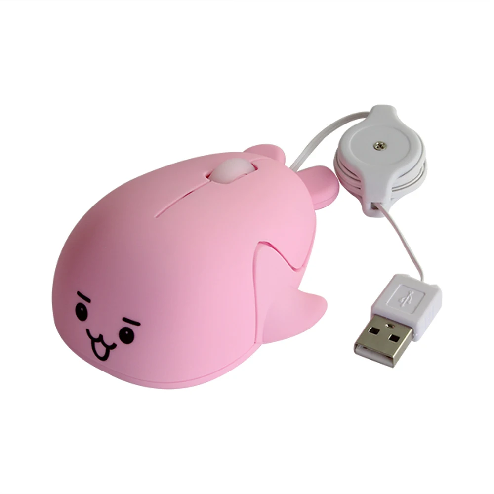 Розовый милый Дельфин мини компьютерная мышь Выдвижной Usb кабель проводной оптический Mause 3D животное эргономичные маленькие мыши для детей ПК ноутбук