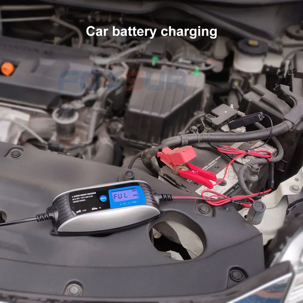 

12V 4A 6V 1A 11-stage Smart Battery Charger, 6V 12V EFB GEL AGM WET Car Battery Charger with LCD display & Desulfator