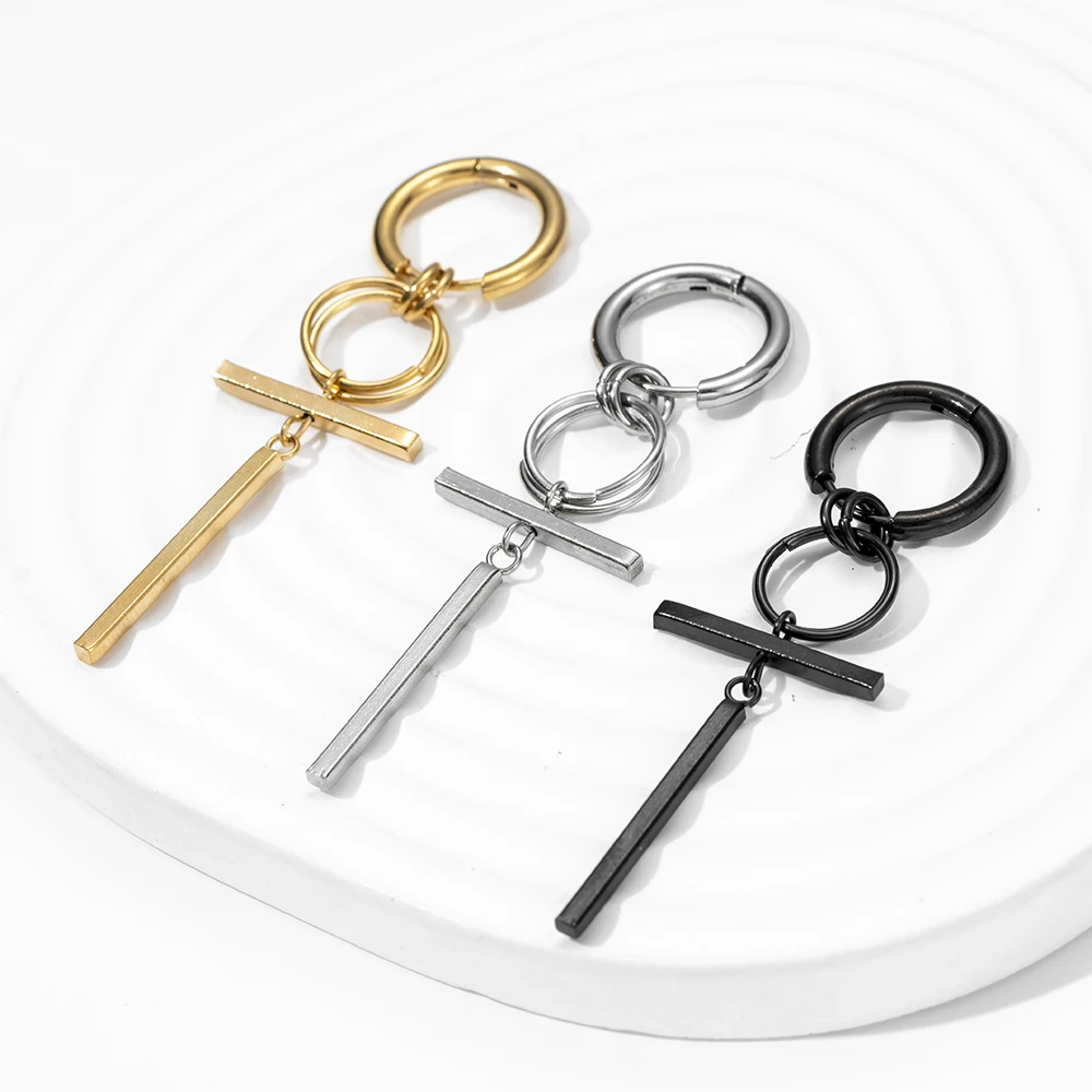 

Korean Fashion Punk Boys Stainless Steel Circle Earrings for Men Pop Jewelry Earrings Friendship Party Woman Gift