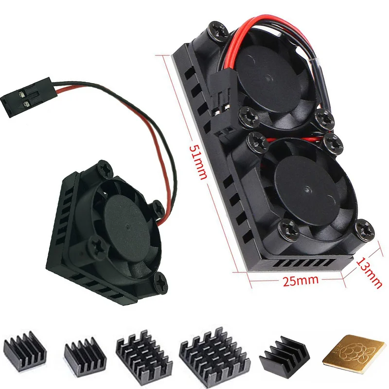 

Raspberry Pi 4 Model B Dual Singal Fan with Heat Sink Ultimate Double Cooling Fans Cooler Optional for Raspberry Pi 3/3B+/4B