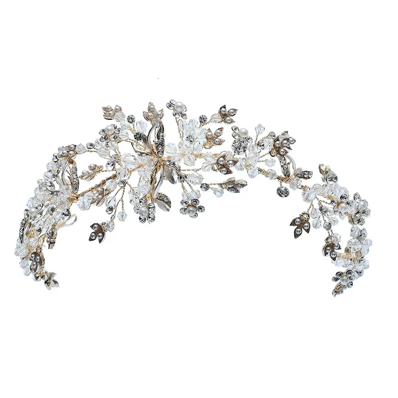 

Pearl Headwear Elegant Bridal Wedding Hair Accessories Bride Vintage Hairhoop Women Tiara Full Dress Crowns New Arrival G4204