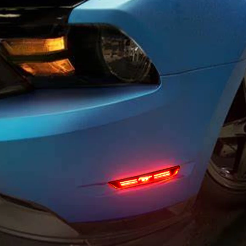 Дымчатый объектив красный светодиодный 3D Mustang дизайн для заднего бампера боковые габаритные огни для 2010-/- Ford Mustang Fender габаритные огни