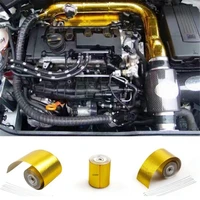 2 inch5m car reflect gold foil insulation thermal tape intake wrap reflective heat engine exhaust pipe heat proof