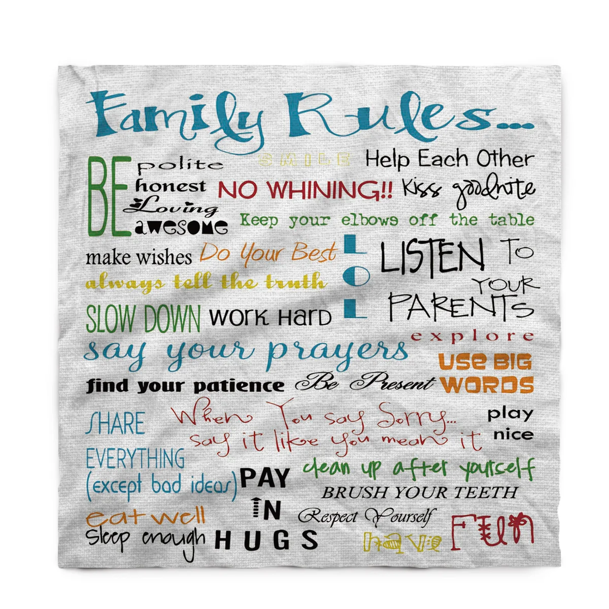 Family Rules Cartoon Art Tablecloth Rectangular Dining Desk Table Cover Mat Kitchen Wedding Birthday Party Soft Cloths | Дом и сад