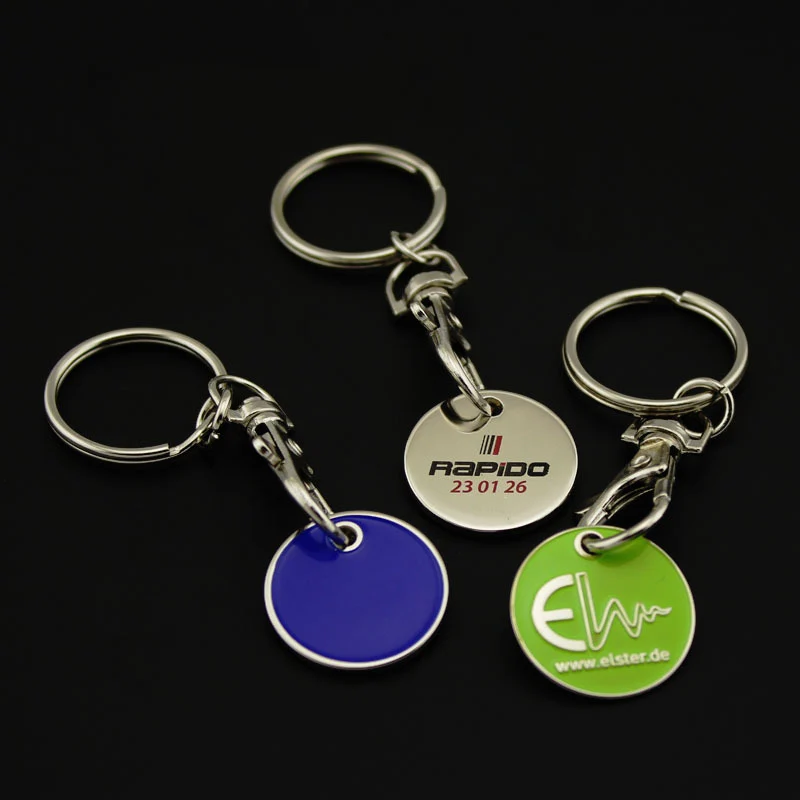 

2Pcs Random Style Metal Creative Shopping Trolley Token Keyrings Coin Holder Shopping Carts Token Trendy Keychain Accessories