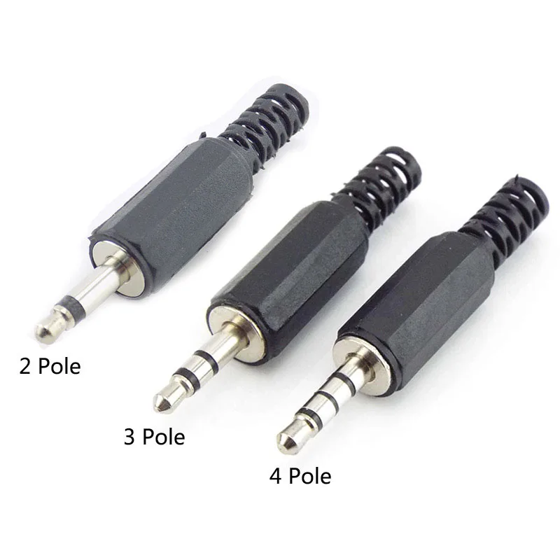 5/10pcs 3.5mm 2/3/4 Pole mono Audio Connectors Jack Plug Headphone Male Adapter jack plug Male Jack Plug Wire Terminals H1